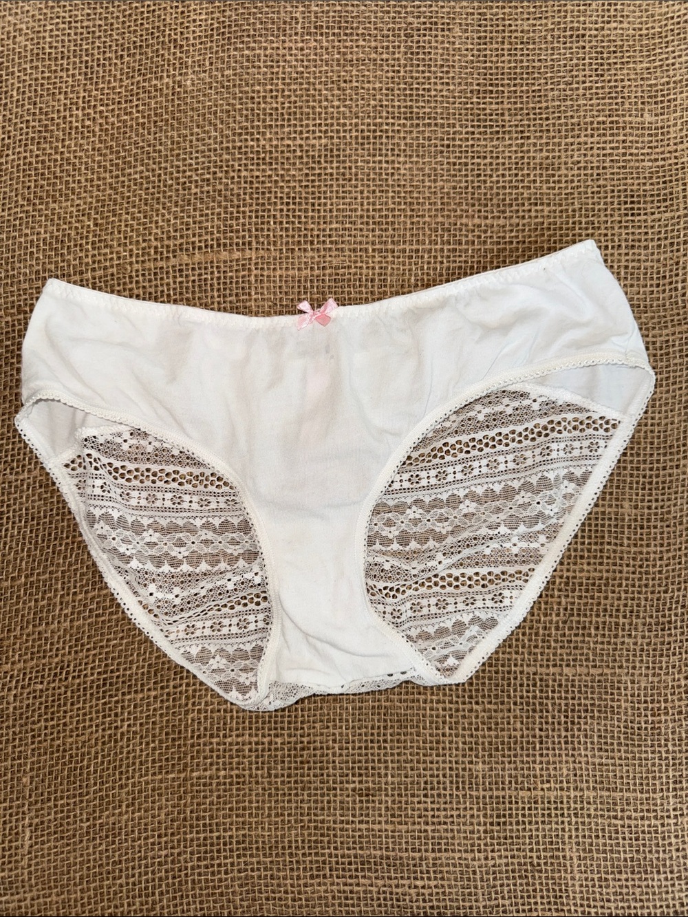 Victoria's Secret White Cotton Bikini with Pink Bow
